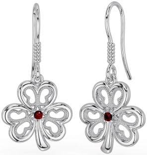 Aur alb granat Cercei Shamrock Dangle