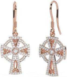 Diamond Rose Gold Cercei cu cruce celtică