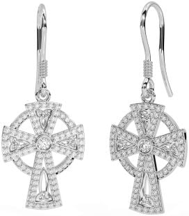 Diamant Argent celtique Croix Pendre Des boucles d'oreilles