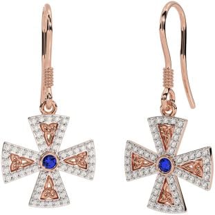 Diamante Zafiro Rosa Oro Plata céltico Cruz Trinidad Nudo Colgar Pendientes