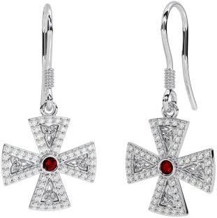 Diamant Grenat Argent celtique Croix Trinité Noeud Pendre Des boucles d'oreilles