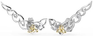 Gold Silver Celtic Trinity Knot Climber Earrings