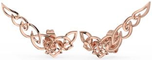 Rose Gold Celtic Trinity Knot Climber Earrings