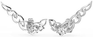 Silver Celtic Trinity Knot Climber Earrings