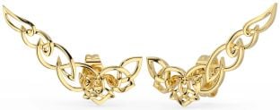 Gold Celtic Trinity Knot Climber Earrings