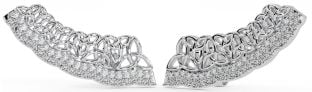 Large Diamond Silver Celtic Trinity Knot Climber Earrings