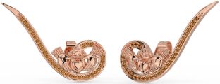 Citrin Rose Gold Cercei Claddagh Climber de argint