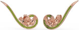 Peridot Rose Gold Silber Claddagh Bergsteiger Ohrringe