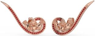 Ruby Rose Gold Claddagh Climber Earrings