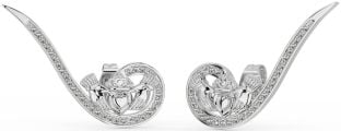 Diamante Argento Claddagh Scalatore Orecchini