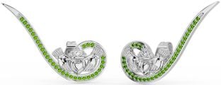 Peridot Silver Claddagh Klättrare Örhängen