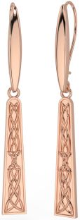 Rose Gold Silver Celtic Dangle Earrings