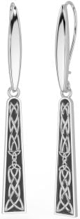 Silver Black Rhodium Celtic Dangle Earrings