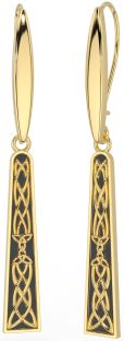 Gold Black Rhodium Celtic Dangle Earrings