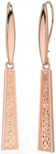 Rose Gold Silver Celtic Dangle Earrings