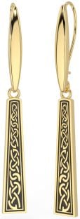 Gold Silver Black Rhodium Celtic Dangle Earrings