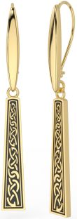 Gold Silver Black Rhodium Celtic Dangle Earrings
