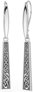 Silver Black Rhodium Celtic Dangle Earrings