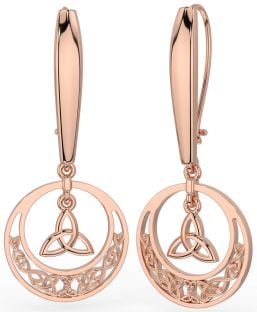 Rose Gold Celtic Trinity Knot Dangle Earrings