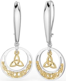 Gold Silver Celtic Trinity Knot Dangle Earrings