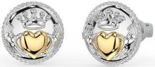 de los hombres Oro Plata Claddagh Semental Pendientes