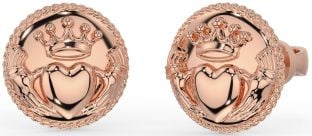 Herren Rose Gold Silber Claddagh Zucht Ohrringe