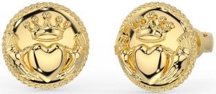 Men's Gold Silver Claddagh Stud Earrings