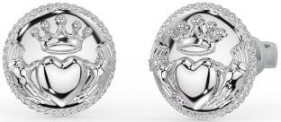 de los hombres Plata Claddagh Semental Pendientes