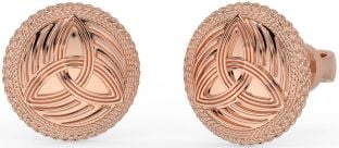 Men's Rose Gold Silver Celtic Trinity Knot Stud Earrings