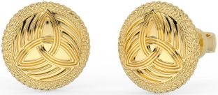 Men's Gold Silver Celtic Trinity Knot Stud Earrings