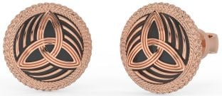 Men's Rose Gold Black Rhodium Celtic Trinity Knot Stud Earrings