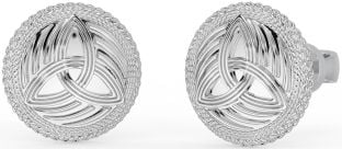 Men's White Gold Celtic Trinity Knot Stud Earrings