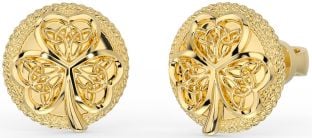 Men's Gold Shamrock Celtic Trinity Knot Stud Earrings