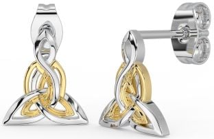 Gold Silver Celtic Trinity Knot Dangle Earrings