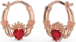 Ruby Rose Gold Silver Claddagh Hoop Earrings