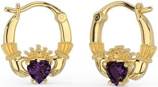 Alexandrite Ouro Prata Claddagh Aro Brincos