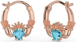 Bleu vert Rose Or Claddagh Cerceau Des boucles d'oreilles