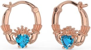 Topaz Rose Gold Claddagh Hoop Earrings