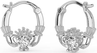 Diamant Silber Claddagh Band Ohrringe