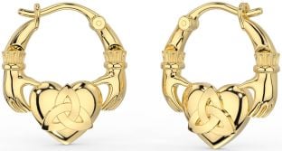 Gold Claddagh Celtic Trinity Knot Hoop Earrings