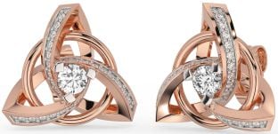 Diamant Rose Gold keltisch Dreieinigkeit Knoten Zucht Ohrringe