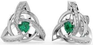 Diamant Emerald Biele Zlato keltský Trojica Uzol Stud Náušnice