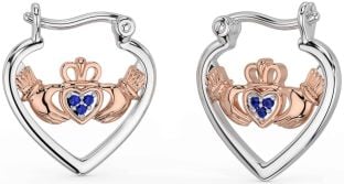 Zafiro Rosa Oro Plata Claddagh Aro Pendientes