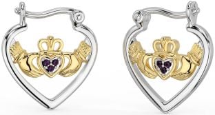 Alexandrite Ouro Prata Claddagh Aro Brincos