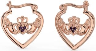 Alexandrit Rose Gold Silber Claddagh Band Ohrringe