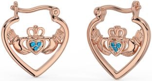 Topazio Rosa Oro Argento Claddagh Cerchio Orecchini