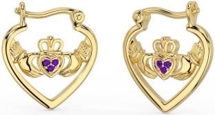 Amethyst Gold Silber Claddagh Band Ohrringe