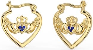 Saffier Goud Zilver Claddagh Hoepel Oorbellen