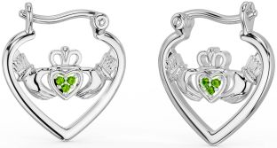 Peridoot Zilver Claddagh Hoepel Oorbellen