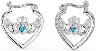 Topaz Srebro Claddagh Obręcz Kolczyki